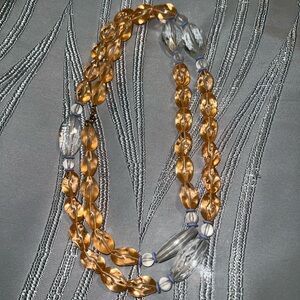 Vintage Monet Citrine & Clear Large Beaded Necklace